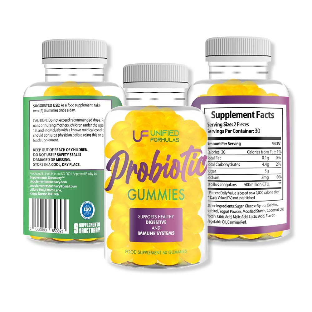 UF Unified Formulas Probiotic Gummies, Supports Helthy Digestive and Immune System, 60 Gummies