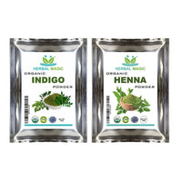 Herbal Magic Pure & Natural USDA 100g Henna Powder + 100g Indigo Power Chemical Free Hair Coloring, Natural Hair Mask Dye -Combo Pack -Premium Quality