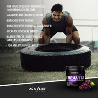 Activlab CREAVITA | Jar 300g | 30 Servings | Grape Flavor | creatine | Taurine | B Vitamins | Increasing Strength | Powder | 3X lab Tested