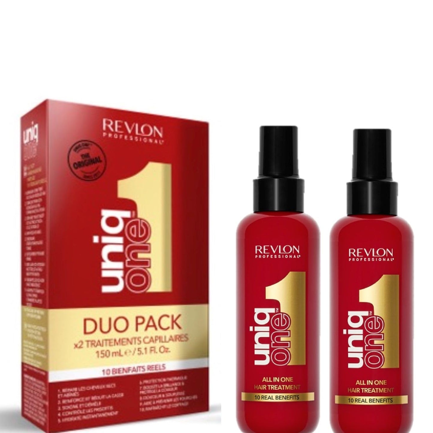 REVLON PROFESSIONAL Revlon Professional UniqOne Leave In Conditioner Classic Duo Pack, Gifts For Women/Men, Hair Treatment For Shine And Frizz Control (2 x 150ml)