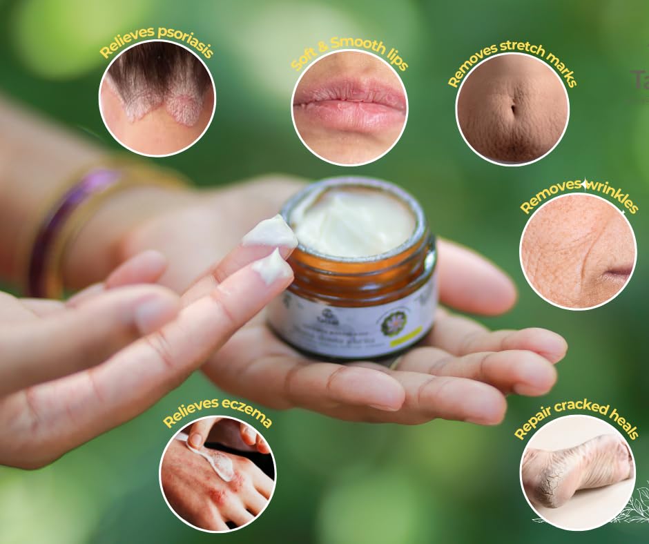 TATSAT - WELLNESS THROUGH AYURVEDA Shata Dhauta Ghrita 100 Times Washed Ghee Anti Aging Nourishing Cream Removes Stretch Marks - 30gms (Rose)