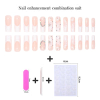 Angwis 24pcs Extra Long Square French White Tip Press on Nails With Rhinestone Flower - Removable Glue-on Full Cover Fake Nails for Women - Bridal Nail Art Accessories