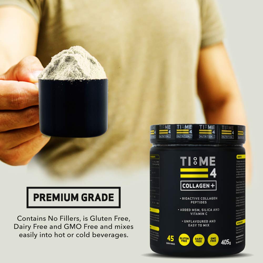 Time 4 Collagen + 45 Servings – Pure Hydrolysed Collagen Powder for Women & Men, MSM, Silica from Bamboo & Vitamin C – Collagen Protein Powder for Joint Care, Bones, Hair, Nails, Skin & Wrinkles