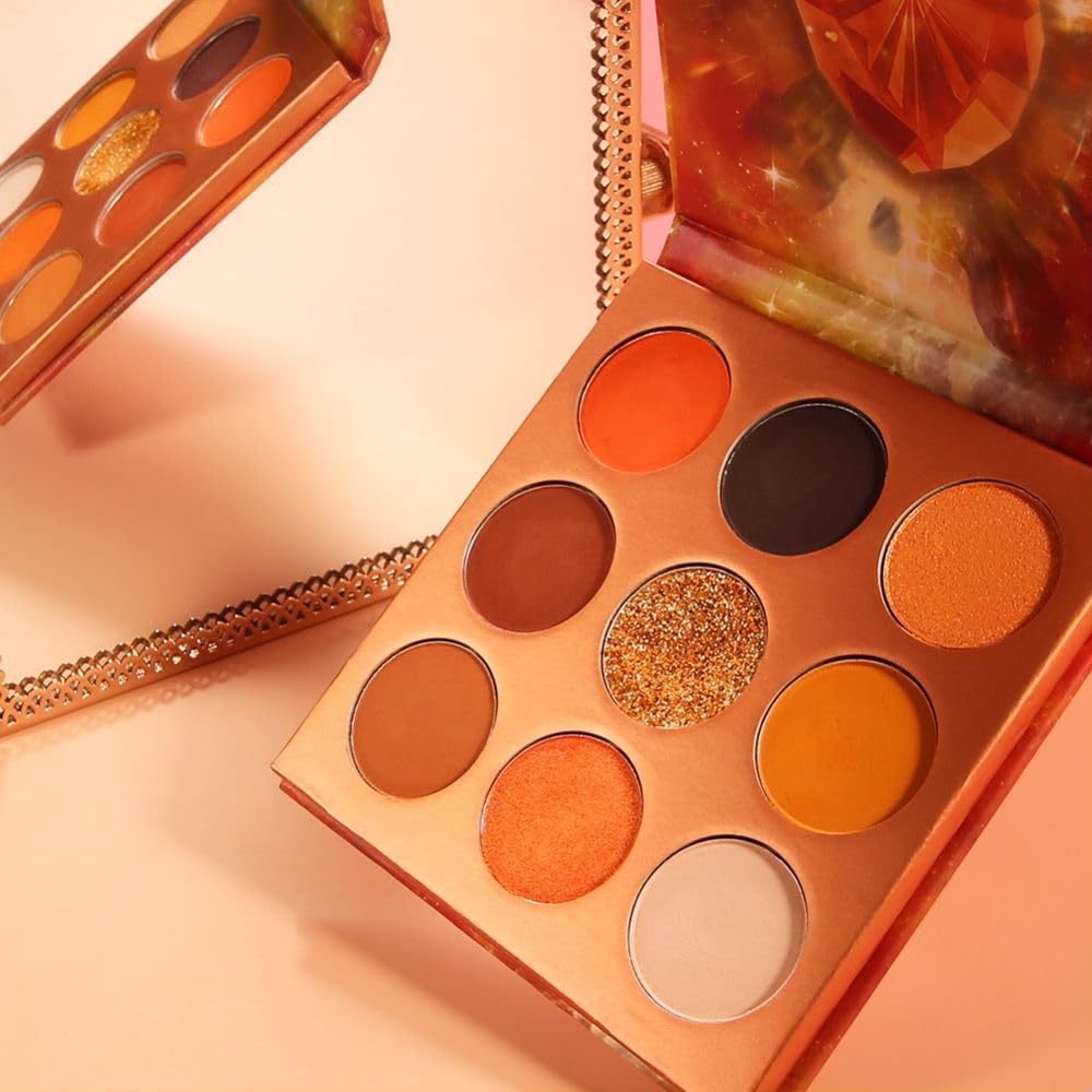 Docolor 9 Colours Orange Eyeshadow Palette Shadow Palette Highly Pigmented Mattes Shimmers Naked Smokey Glitter Cream Colorful Powder Waterproof Makeup Palette-Soul