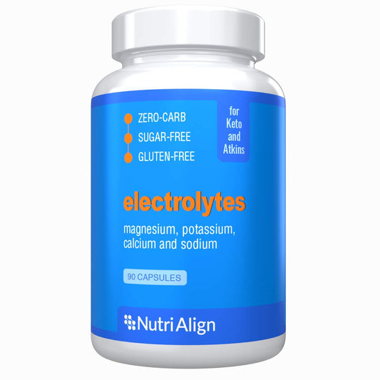 Nutri-Align Keto Electrolytes: Magnesium, Potassium, Calcium, Sodium. For Optimal Electrolyte Balance on Keto. Electrolyte Supplement from Nutri-Align Keto Range. 90 Capsules.