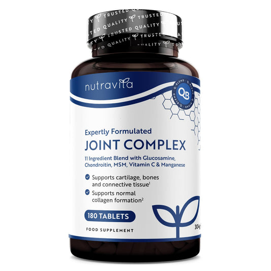Nutravita Joint Complex with Glucosamine and Chondroitin High Strength + Vitamin D + Vitamin C + MSM & Manganese 180 Glucosamine Tablets - Joint Supplements for Men Joint Care Supplements for Women