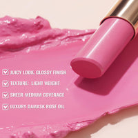 Oulac Warm Pink Lipstick - Moisture Shine Hydrating Lipstick & Tinted Lip Balm for Dry Lips, Medium Coverage Lip Colour | Juicy Look, Glossy Finish, Vegan, Cruelty-Free, First Love (07)