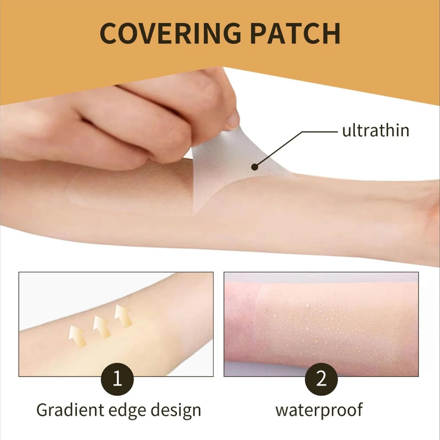 Tattoo Cover Up Tape, 8 PCS Ultra Thin Patch for Tattoo Scar and Birthmarks, Invisible Waterproof Skin Tone Concealer Sticker for Covering Up Scars Tattoos，Natural Concealer Stickers(Pack Of 1)