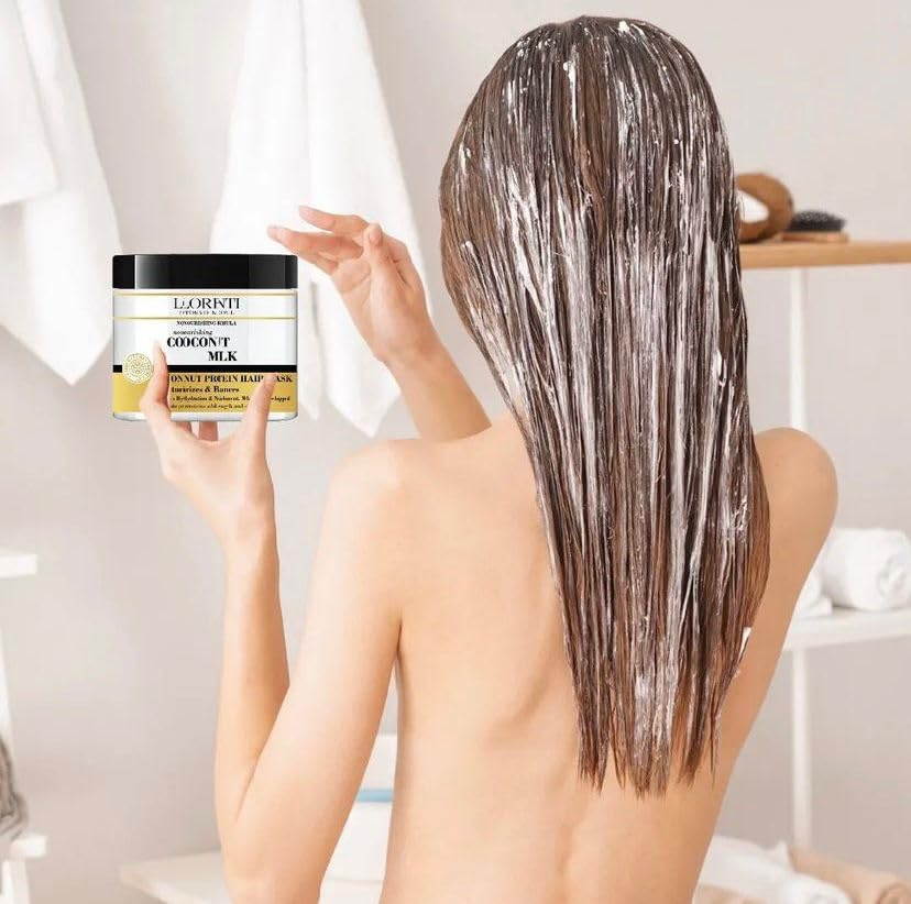 Lorenti Deep Conditioning Hair Mask 500 ml | For Dry, Damaged, Dense & Frizzed Hair | Contains Vitamin B7 & Proteins to Balance & Moisturize Hair | 16.9 Fl Oz (Coconut Milk)