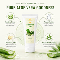 RSAFSBY 100% Natural Aloe Vera Gel for Face, Body & Hair - 100g Cold Pressed - Soothing, Hydrating & Repairing - Relieves Dry Skin, Sunburn, Blemishes & Itchy