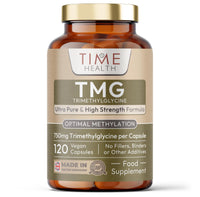 Time Health TMG (Trimethylglycine) - 120 x 750mg Capsules - for Optimal Methylation & Homocysteine Levels - Ultra Pure & High Strength - UK Made to GMP Standards - Pullulan