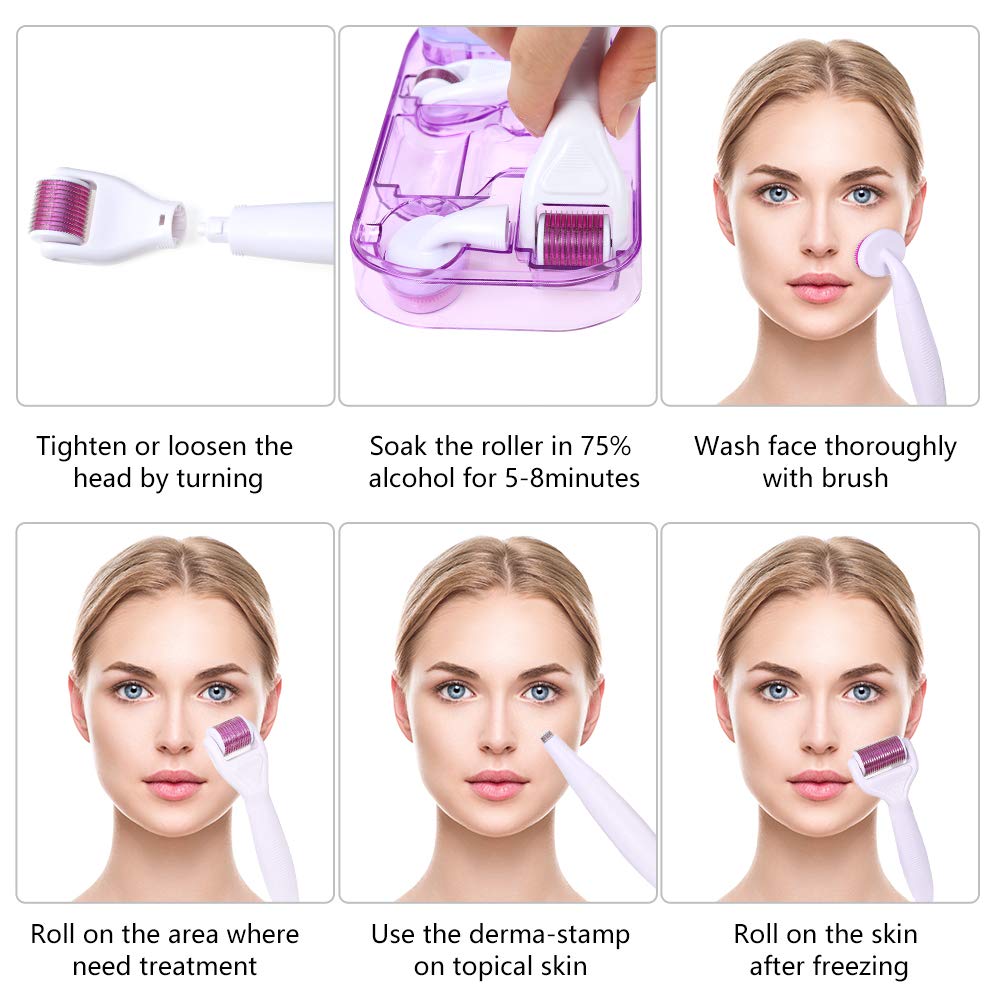 tao pipe Derma Roller 6 in 1 Micro Needing System Derma Roller Kit for Skin Care to Reduce Wrinkles, Sun Damage, Dark Spots, Scars