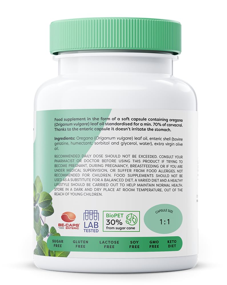 OSAVI Osavi Oregano Oil – 60 Enteric Softgels | Standardized for 70% Carvacrol | Enteric Capsules to Prevent Stomach Irritation
