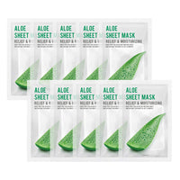 Eunyul [PACK OF 10] EUNYUL Purity Aloe Facial Sheet Mask Pack 22ml x 10pcs Korean Skincare Hydrating & Soothing & Natural Ingredients for All Skin Types