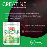 Medi-Evil Nutrition Creatine Monohydrate Powder, Green Apple Flavour, 400g, Micronised for Easy Mixing, Increases Physical Performance