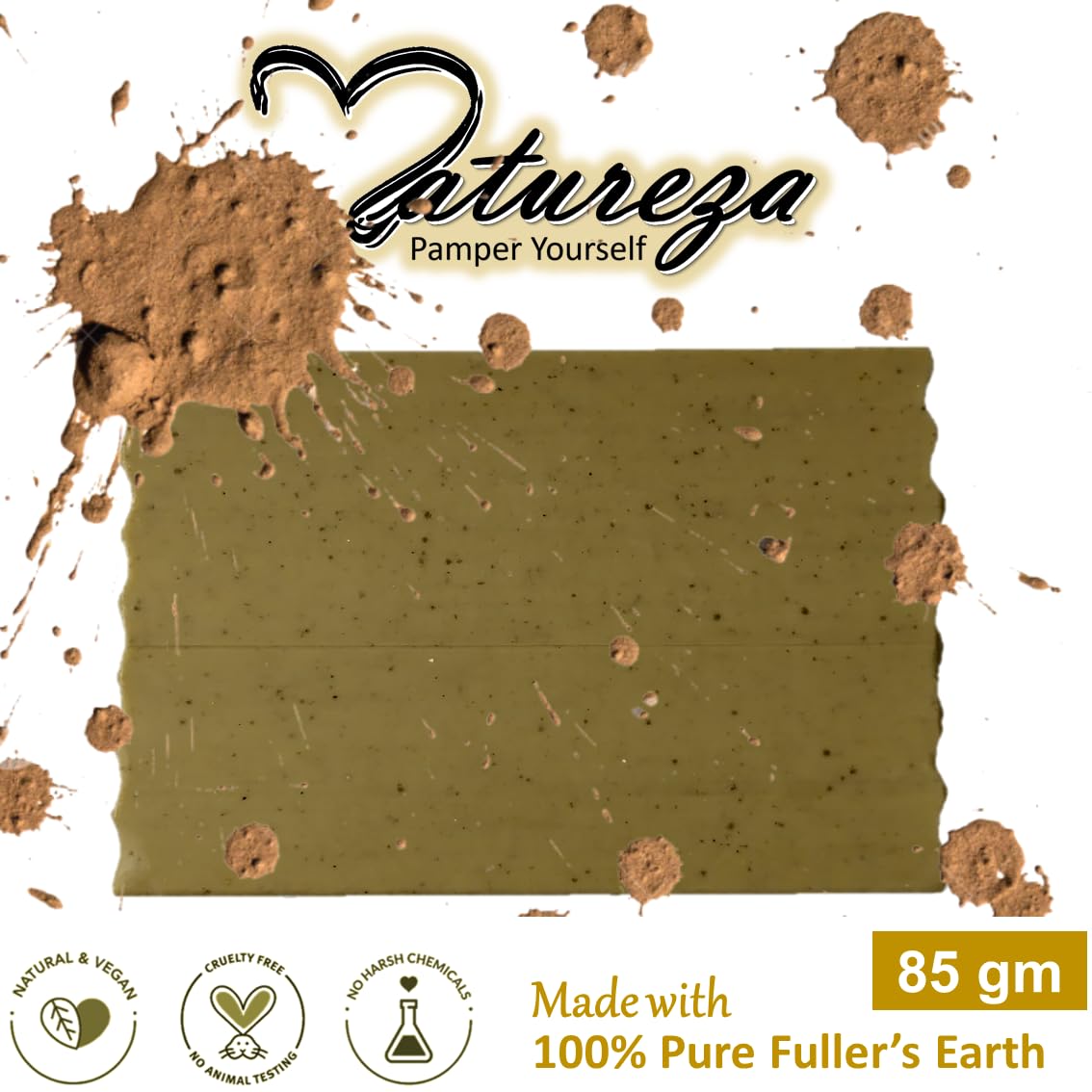Natureza Organic Bentonite Clay soap Deep Cleansing Mineral Soap Anti bacterial scrub bar 90g