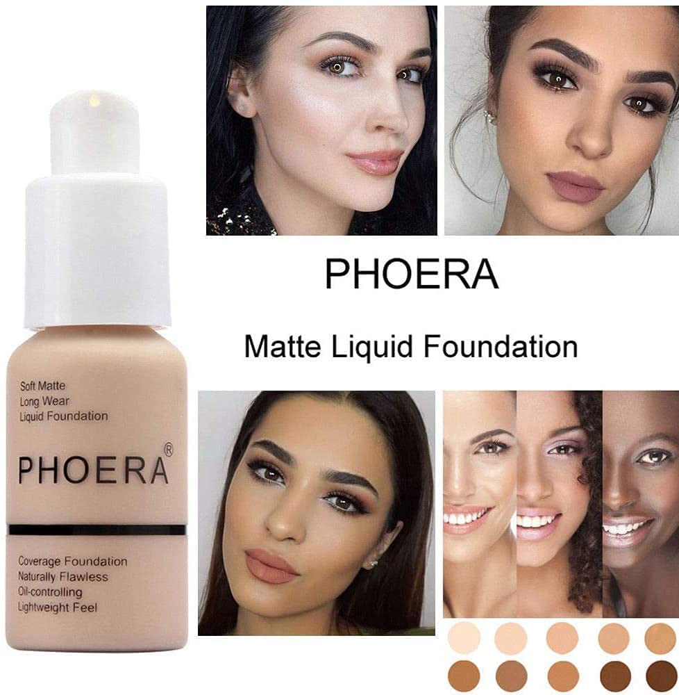 Aquapurity Phoera® Full Coverage Foundation Soft Matte Oil Control Concealer 30ml Long Lasting Flawless Cream Smooth (105 SAND)