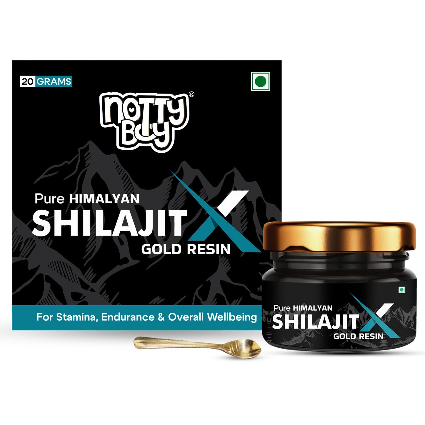 NOTTY BOY Pure Himalayan Shilajit X Gold Resin 20g – 24K Gold, 80+ Trace Minerals, High Fulvic Acid, 100% Ayurvedic, 80 Servings