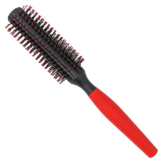 Professional Quiff Roller Round Hair with Red Rubber Grip Handle,Curly Hair Ideal round hair brush for men and Barbers
