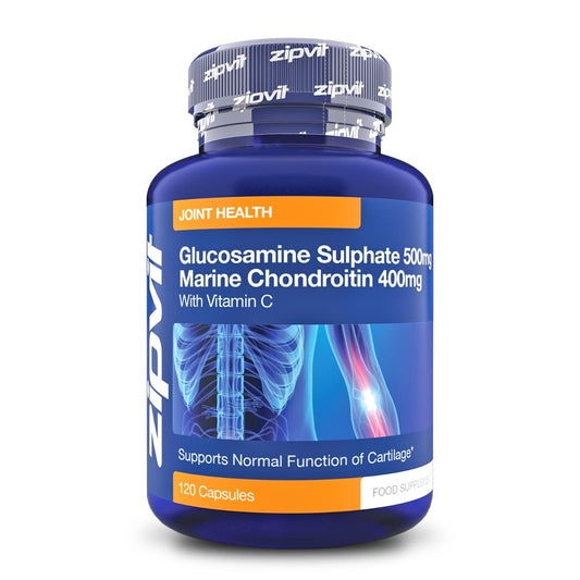 Glucosamine and Chondroitin high Strength, 120 Capsules. Maintains Normal Joint Cartilage. Glucosamine and Chondroitin Capsules with Vitamin C Joint Care Supplement. UK Supplier.