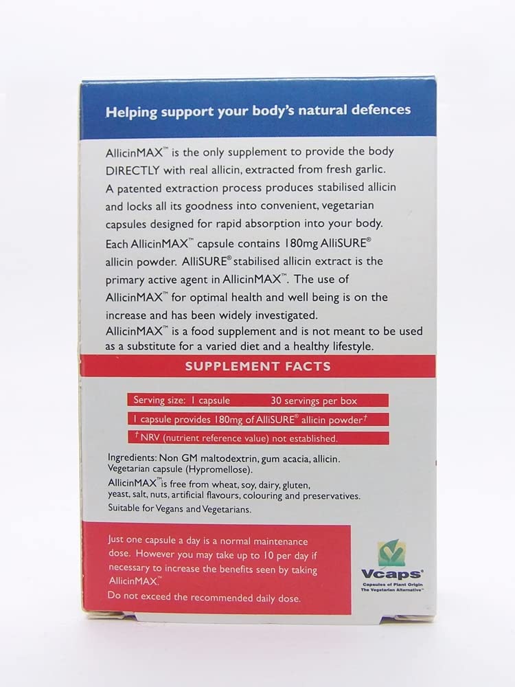 Allicin | Allicin Max 180mg Veg Capsules | 2 x 30s