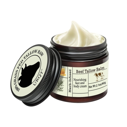 HOPHAT Beef Tallow Cream - Organic Grass Fed Tallow Balm with Honey, Deeply Nourishing for Face & Body Dry Skin Care Tallow Cream