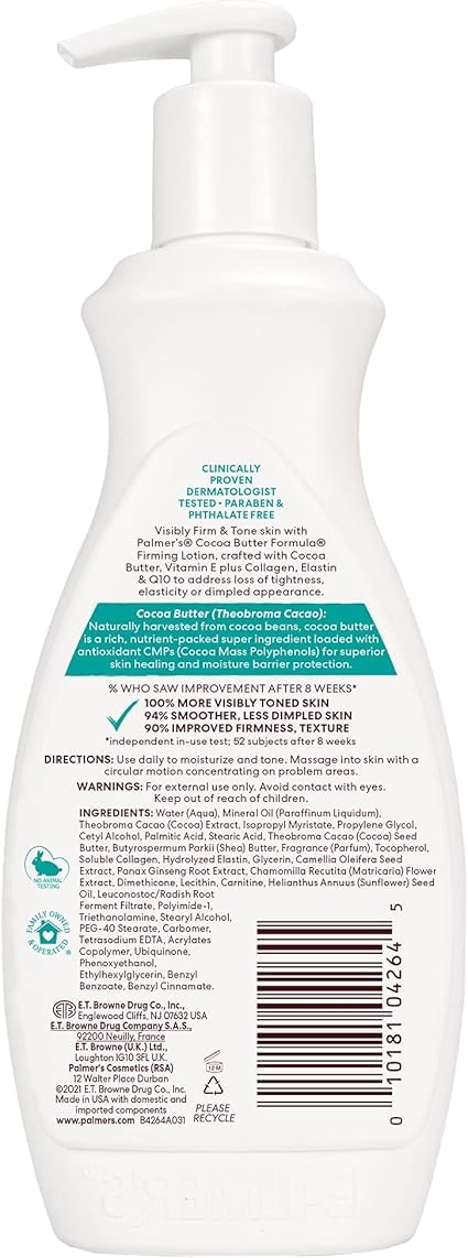 Palmer's Cocoa Butter Formula Skin Firming Body Lotion, Toning & Tightening Cream with Q10, Collagen & Elastin, Pump Bottle, 400ml | Click 'Customise Now' to Make Your Bulk Buy!