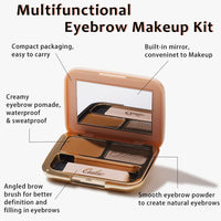 Oulac Light Brown Eyebrow (Powder + Gel) Kit Makeup, 2 Colours Fills & Contours Brows with Brush, Mirror, Waterproof Eye Brow Pomade, Blonde Hair for Natural Looking 3.2 g (Golden blonde)