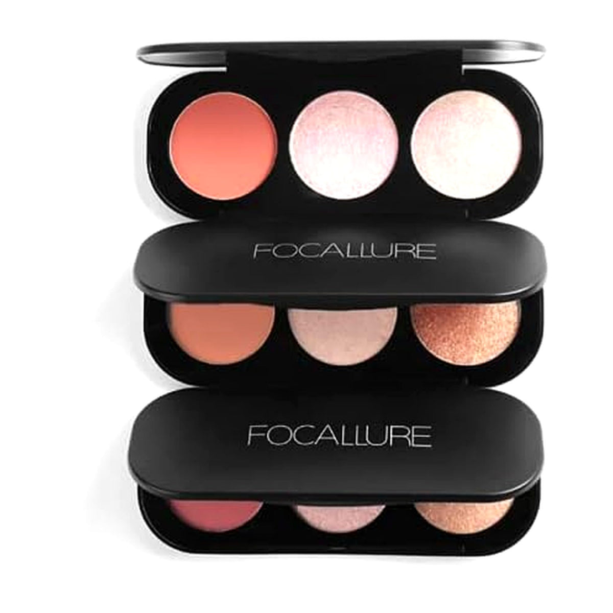 Focallure Highlighter Palette, FOCALLURE 3 Colors Blusher Highlighter Palette Face Natural Contour Cheek Blush Complexion Highlighting Illuminating Palette Makeup Beauty Cosmetics(3#)