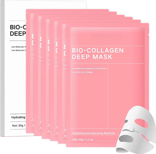 ZYNWEAI Collagen Face Mask, Hydrating FaceMask, Bio Mask Overnight, Real Deep Overnight Masks, Anti-Anging Elasticity & Smooth Skin CollagenMask Korean Face Masks Skincare, 4Pcs