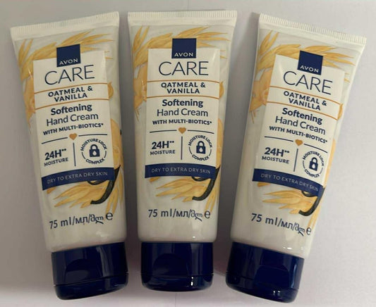 3 x Avon Hand Creams for hands nails and cuticles 75ml (3 x 75ml, Oatmeal & Vanilla)