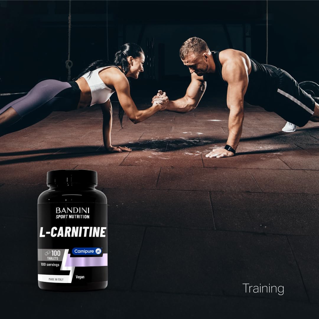 BANDINI Bandini® L-CARNITINE Carnipure® | 100 Vegan Tablets 100 Days | High Strength L Carnitine Tartrate Supplement | Reduces Tiredness & Fatigue | Energy & Metabolism Support | Pre-Workout Formula 1000mg