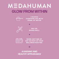 MEDAHUMAN® Glow | Tremella Mushroom Powder (30 Servings) | Adaptogen Superblend Mushroom Supplement with Biotin, Vitamin E and Aloe Vera to Promote Glowy Skin & Boost Collagen | Raspberry Flavour