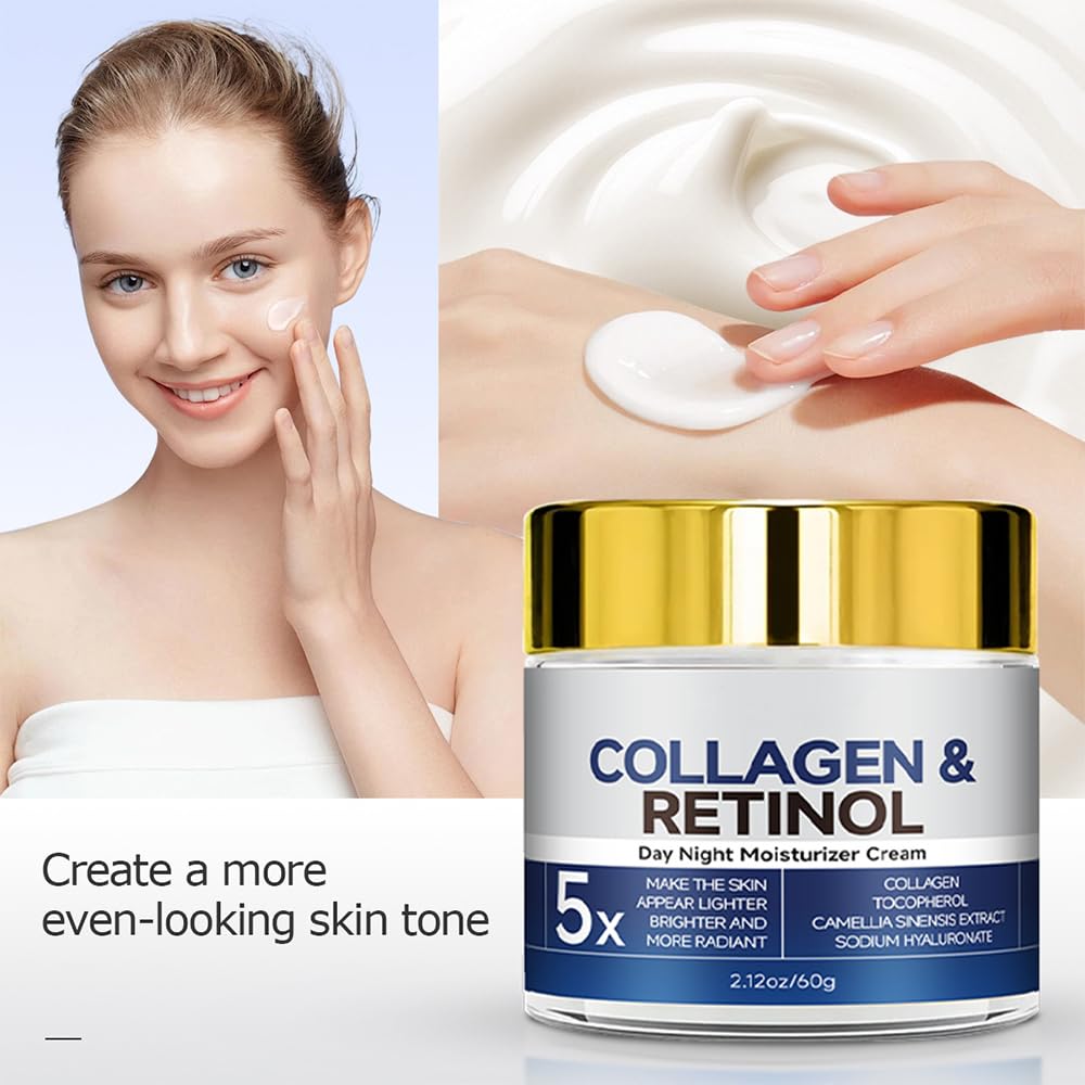 Chenkxin Retinol Collagen Cream for Face,Anti-Aging Retinol Cream Anti-Wrinkle Reduce Fine Lines Lifting and Firming Cream 24-Hour Facial Care Suitable For Most Skin Types 60g