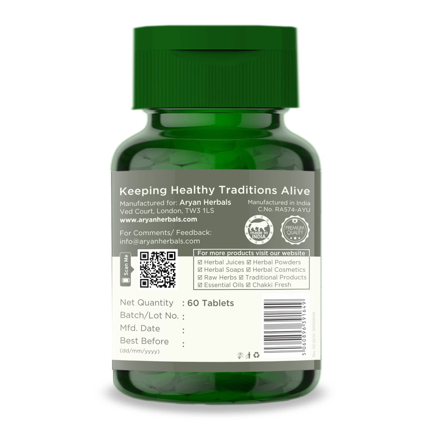 ARYAN HERBALS Aryan Herbals Safed Musli (Indian Spider Plant) 60 Tablets of 500 MG