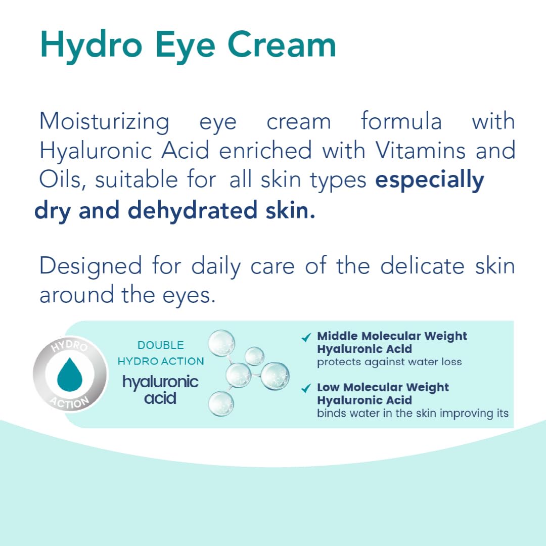 Novaclear Equalan Pharma Hydro Eye Cream 15 ml with Hyaluronic Acid, Vitamin A, Vitamin E, Argan and Macadamia Oil for Hydrating and Anti-Aging