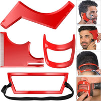 Fybida Beard Hairline Template Kit, Professional 4-Piece Set for Beard and Hairline Shaping, Beard Trimming Tool Facial Hair Outline Shaper Beard Hair Grooming Stencil Styling Guide for Men Styling & Haircut