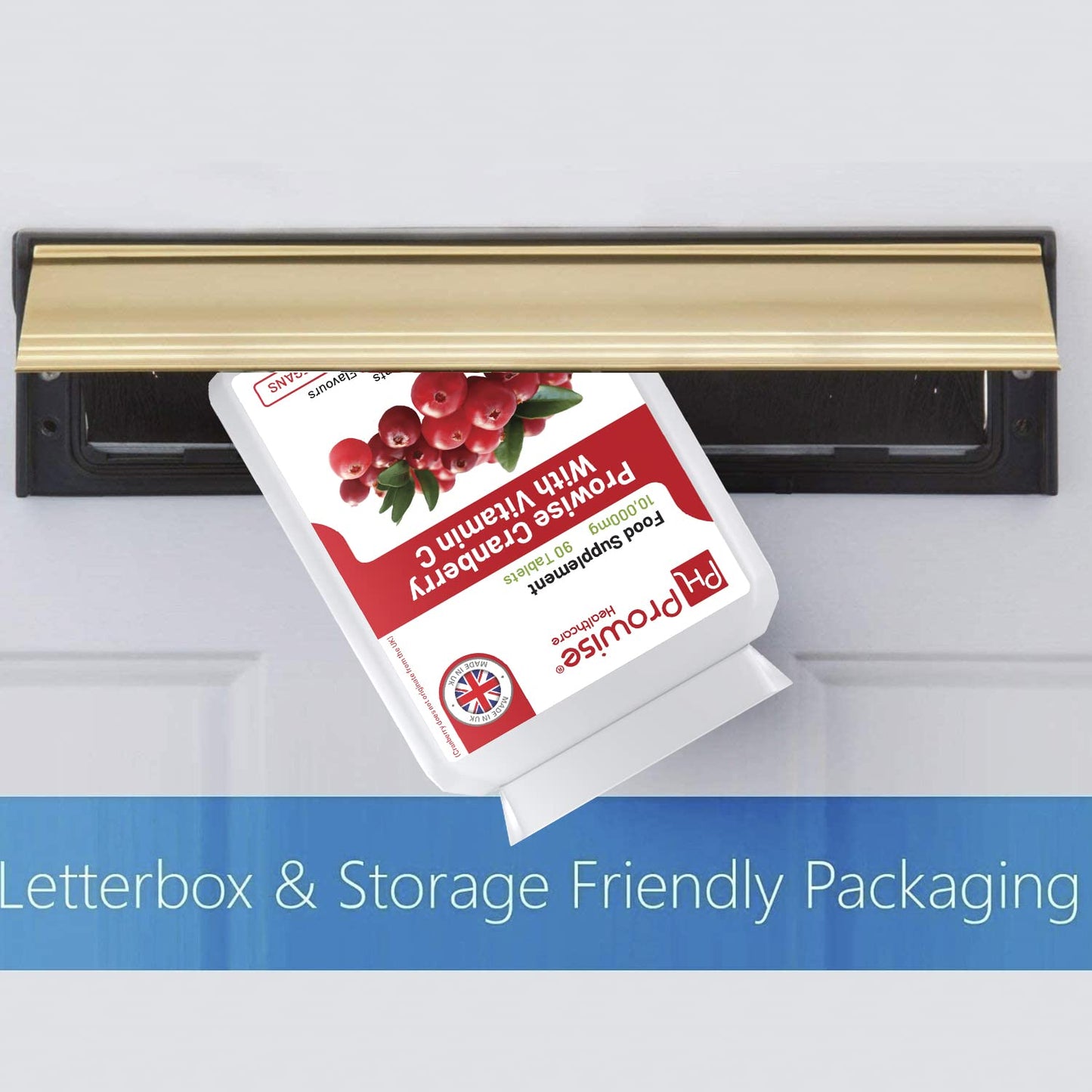 Double Strength Cranberry Tablets 10,000mg I 90 Cranberry Tablets High Strength with Added Vitamin C I Made in The UK by Prowise Healthcare