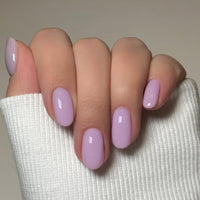 SXVME Pastel Lavender Purple Press On Nails Short Oval, Glossy Short False Nails Almond, Salon Quality Manicure, Reusable Soft Gel Fake Nails for Women Everyday Wear, 24 Pcs