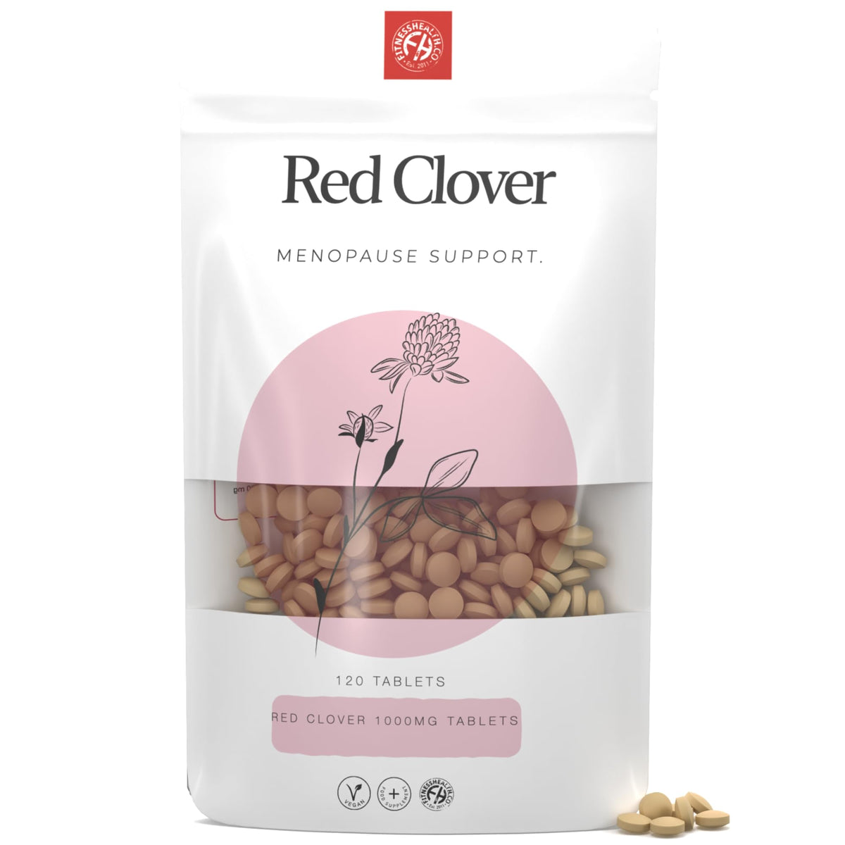 Fitness Health Red Clover Extract 1000MG 120 Tablet - Menopause and Hormonal Health Support - High Strength Isoflavone - Cardiovascular Health - Promote Skin and Hair Health