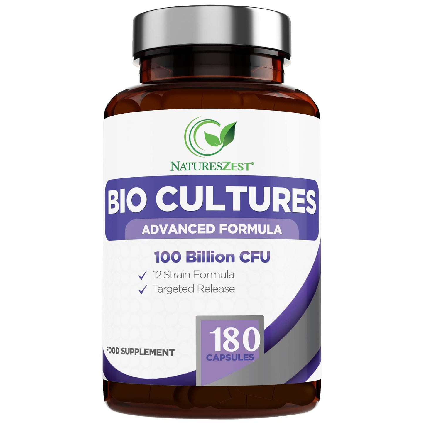 Bio Cultures Complex Probiotics 100 Billion CFU with Prebiotics, 180 Vegan Caps – Lactobacillus Plantarum & Saccharomyces Boulardii Probiotic - 6 Month Supply, Probiotics for Women, Packaging May Vary