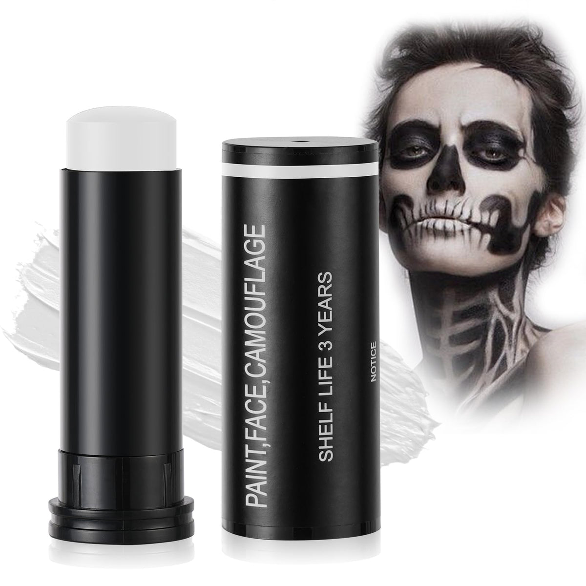 Aomig Black Face Paint Stick, Eye Face Body Paint Stick Colors Tube Waterproof Face Paint For Sports Baseball Softball Football Athletes Halloween Game Cosplay Costume Party Makeup Stick