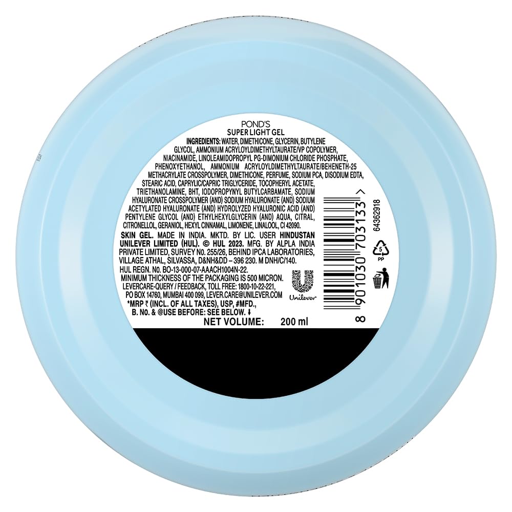 Pond's Super Light Gel Oil Free Moisturiser with Hyaluronic Acid + Vitamin E, 200 ml By Sell n Ship