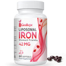 Gozitepe Liposomal Iron Supplement (as Ferrous Sulfate) with Folic Acid 400mcg and Vitamin B12 10mcg, Increase Iron Levels for Adults, Superior Absorbed and Stomach Friendly (60 Count (Pack of 1))