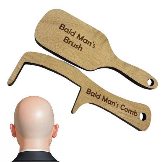 Generic Bald Man Comb Joke Set, Funny Hairless Combing Brush Gag Gifts for Men, Humorous Toothless Combs Blad Mans Brush for Trick Friends Gift
