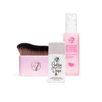 W7 Golden Glow Drops Essential Trio - 3 Piece Set - Liquid Bronzing Drops, Moisturiser & Body Brush