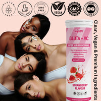 Ayaani Glow Glutathione & Vitamin C Effervescent Tablets - 500mg Each, Sugar-Free Antioxidant Drink for Skin Brightening & Glowing Skin, Strawberry Flavour, 20 Vegan Tablets