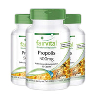 Fairvital | Bee propolis capsules - 500mg - HIGH DOSAGE - 3 x 60 capsules
