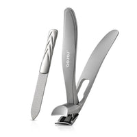 BEZOX Ergonomic Angled Head Precision Toenail Clipper for Senior Thick Nails - Large Finger Nail Clippers Adult with Metal Nail File for Men and Women