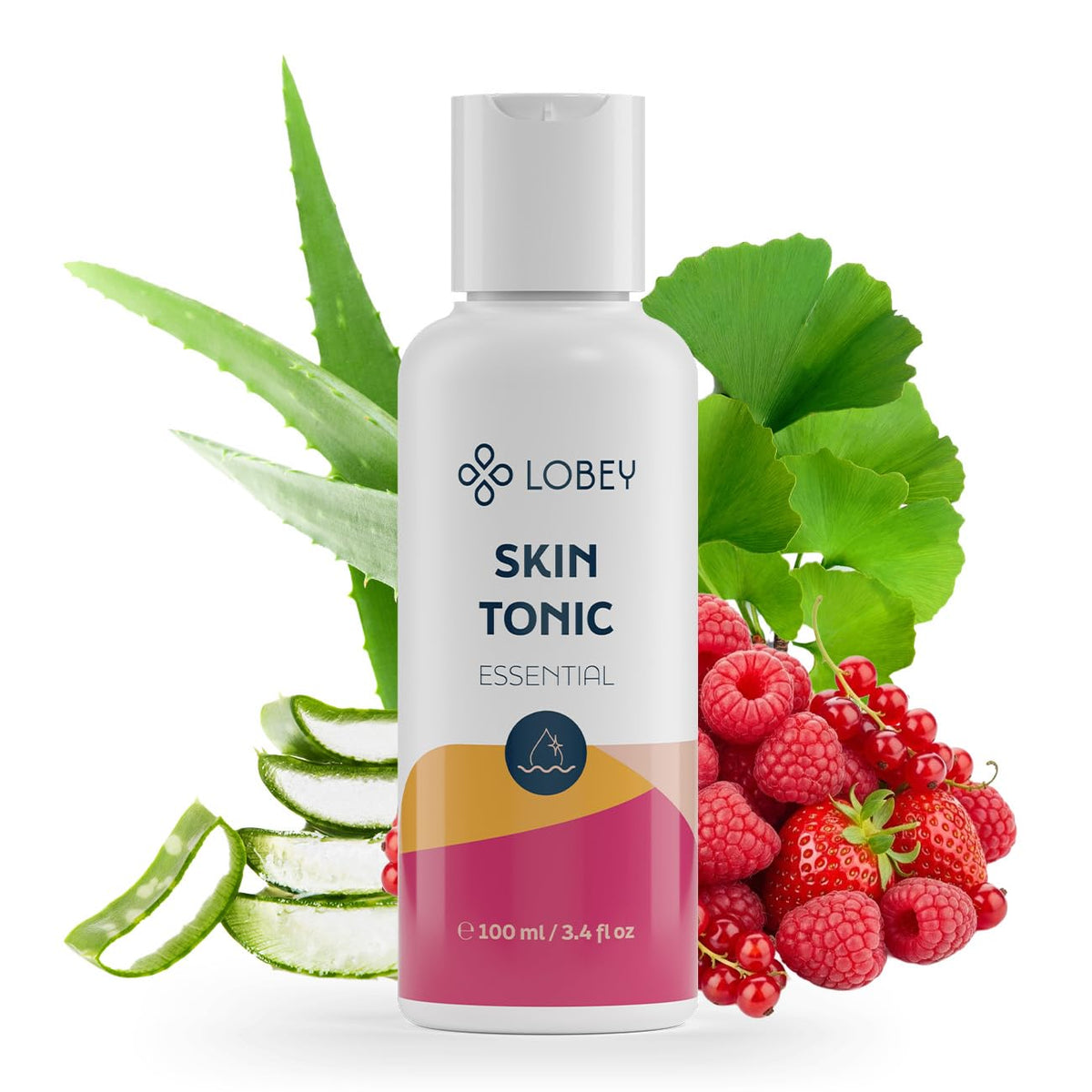 LOBEY Face Tonic, Toner for Sensitive Skin, Face Care with Aloe Vera & Red Berries, Refine Skin Complexion & PH Balance, Natural Cosmetics (100 ml)